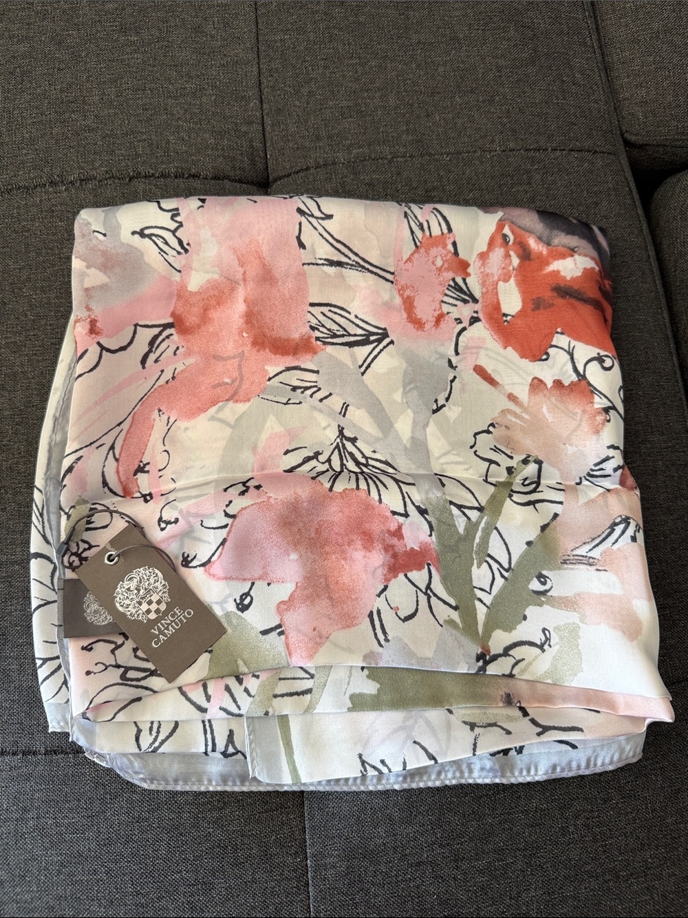 Vince Camuto Pink and Cream Floral light weight scarf
